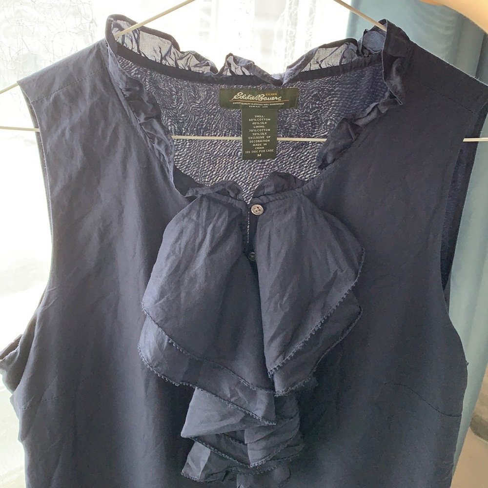 EDDIE BAUER Cotton/Silk Navy Sleeveless top size M